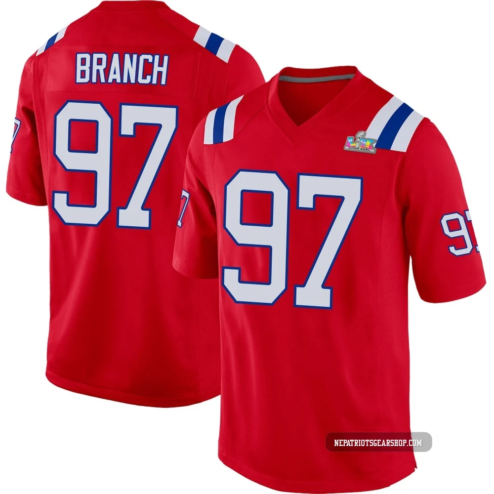 Alan Branch ＃97 New England Patriots Game Alternate Super Bowl LX Patch Jersey - Men's Red