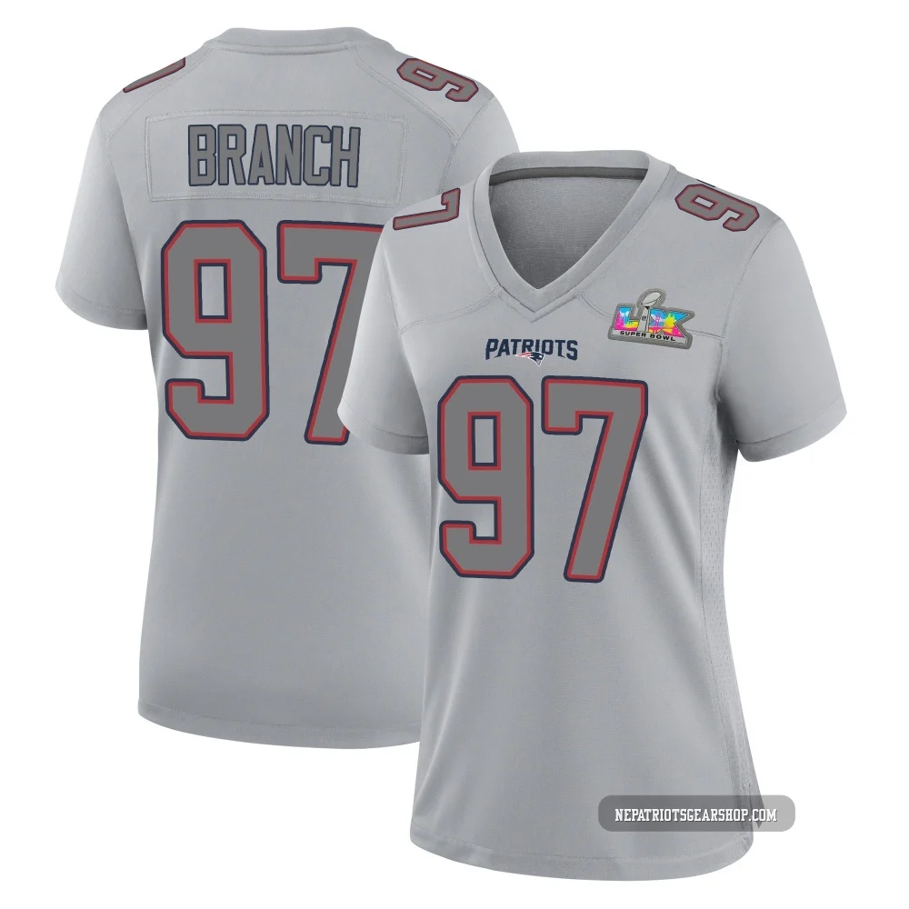Alan Branch ＃97 New England Patriots Game Silver Atmosphere Fashion Super Bowl LX Patch Jersey - Women's