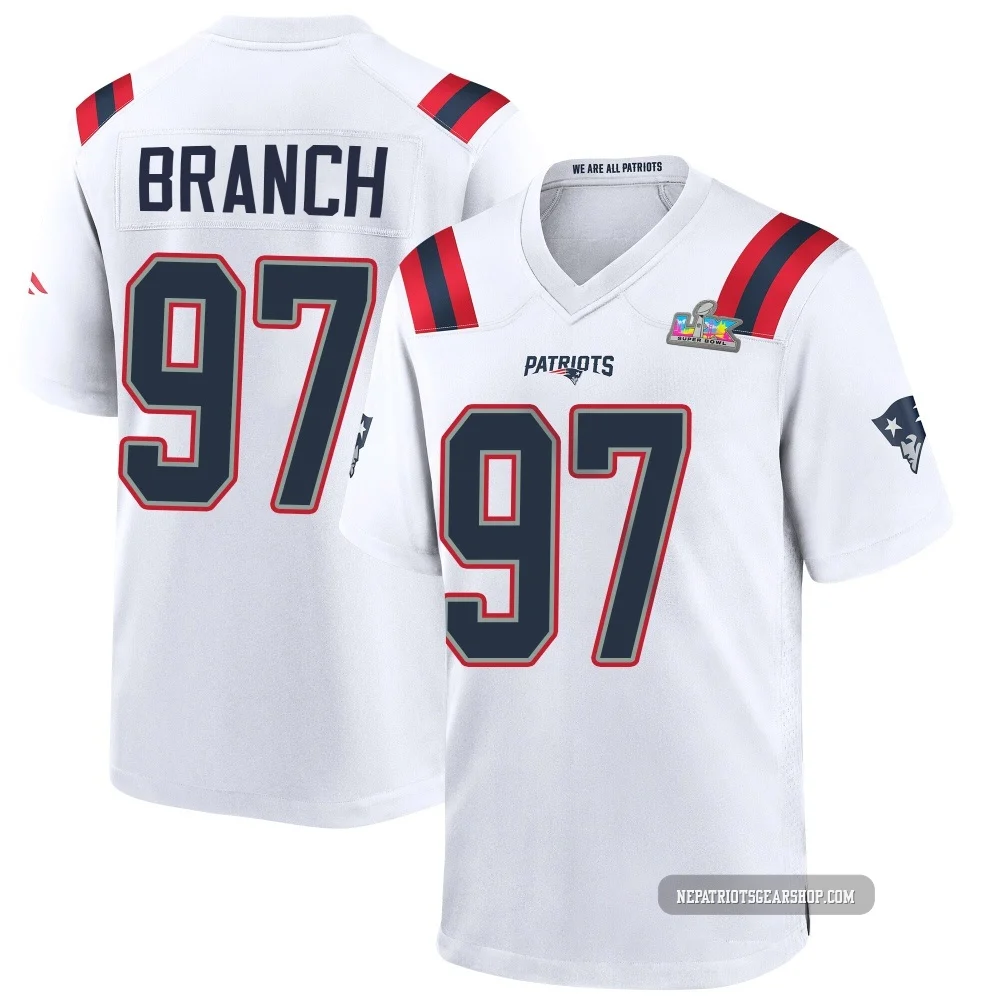 Alan Branch ＃97 New England Patriots Game Super Bowl LX Patch Jersey - Men's White