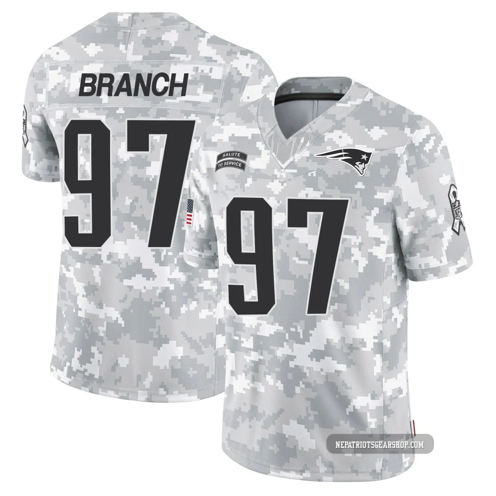 Alan Branch ＃97 New England Patriots Limited 2024 Salute to Service Jersey - Youth Arctic Camo