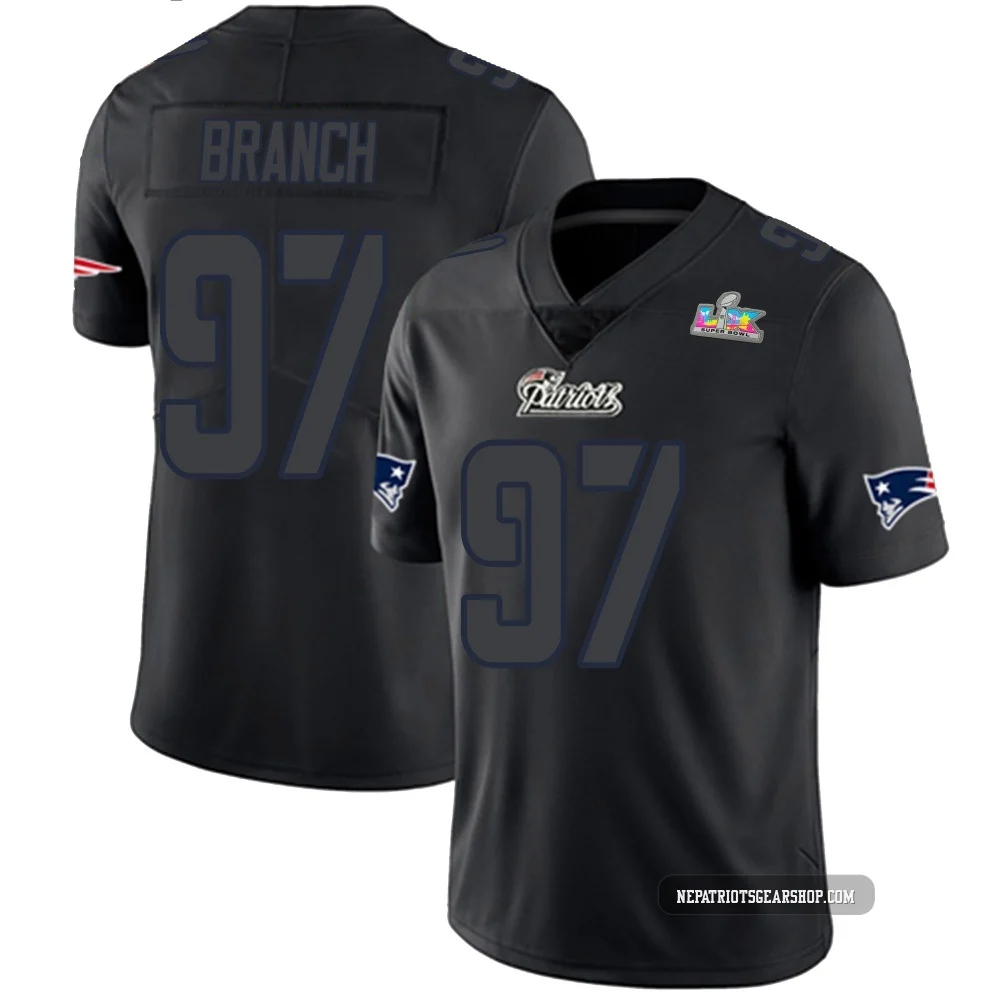 Alan Branch ＃97 New England Patriots Limited Super Bowl LX Patch Jersey - Men's Black Impact