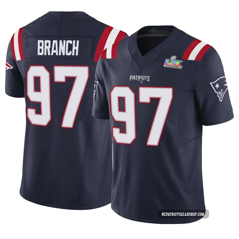 Alan Branch ＃97 New England Patriots Limited Vapor F.U.S.E. Super Bowl LX Patch Jersey - Men's Navy