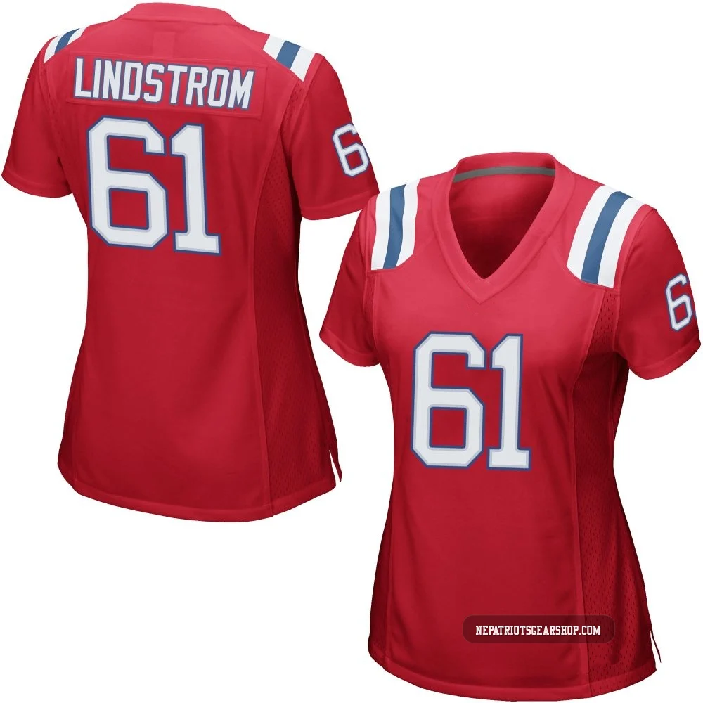 Alec Lindstrom ＃61 New England Patriots Game Alternate Jersey - Women's Red