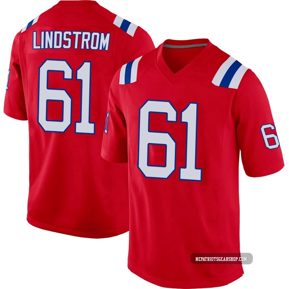 Alec Lindstrom ＃61 New England Patriots Game Alternate Jersey - Youth Red
