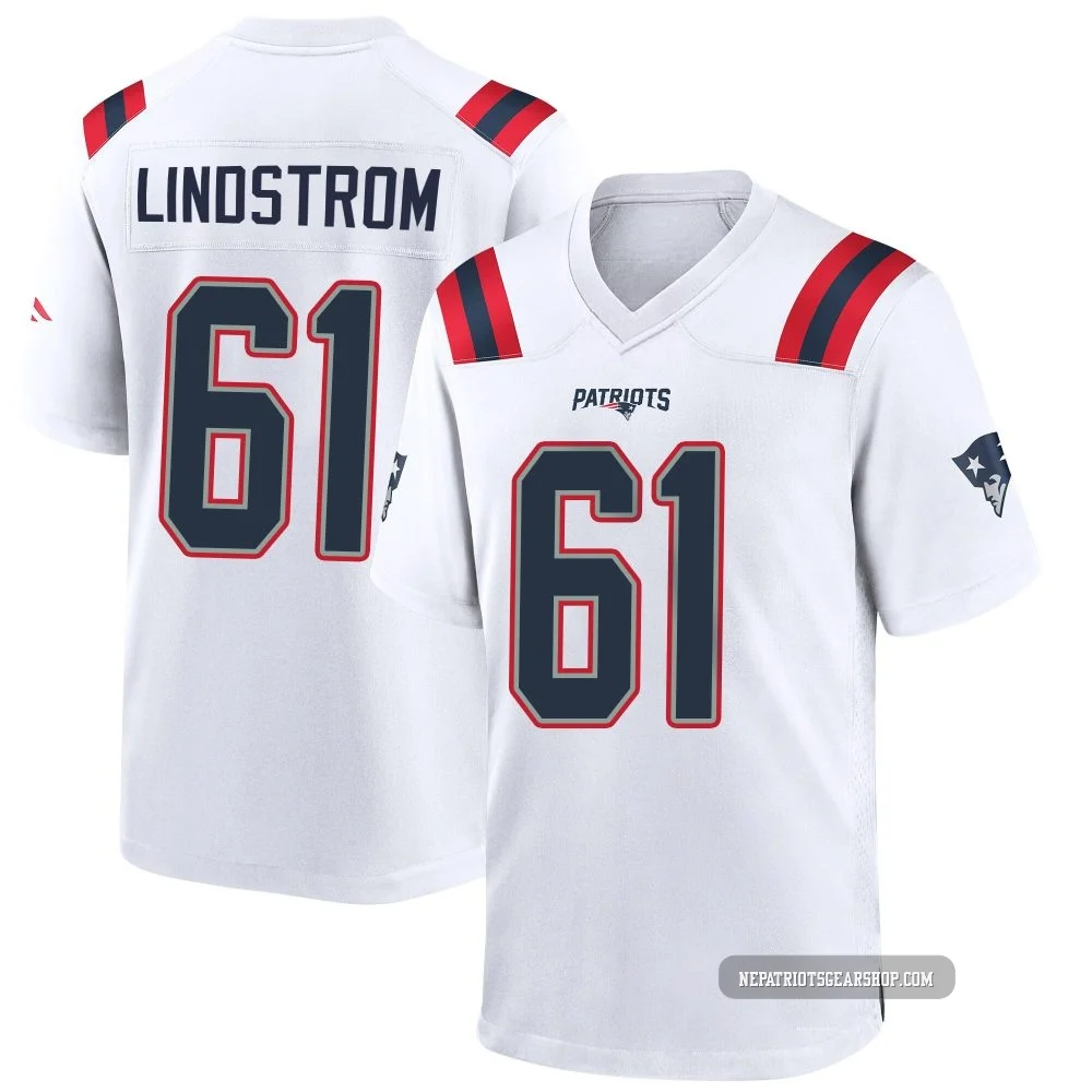 Alec Lindstrom ＃61 New England Patriots Game Jersey - Youth White