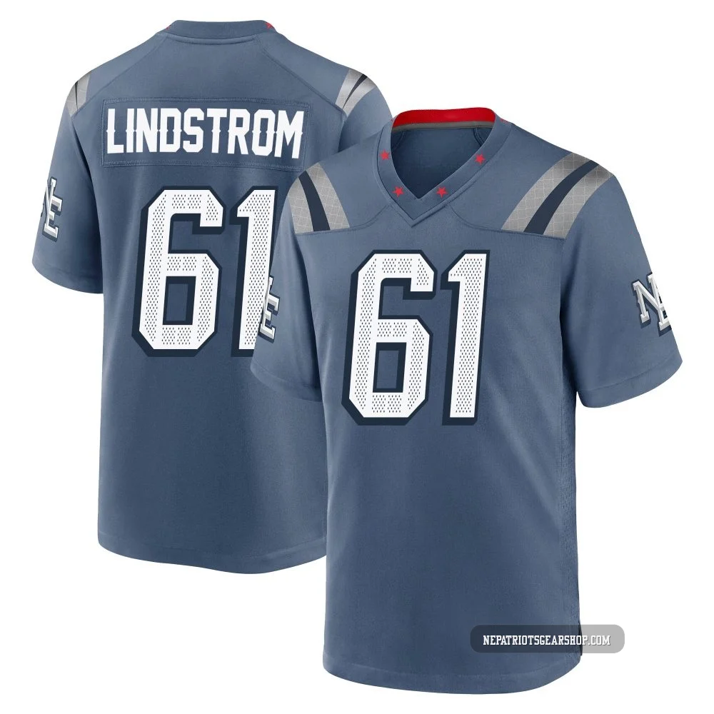 Alec Lindstrom ＃61 New England Patriots Game Storm 2025 Rivalries Collection Jersey - Youth Blue