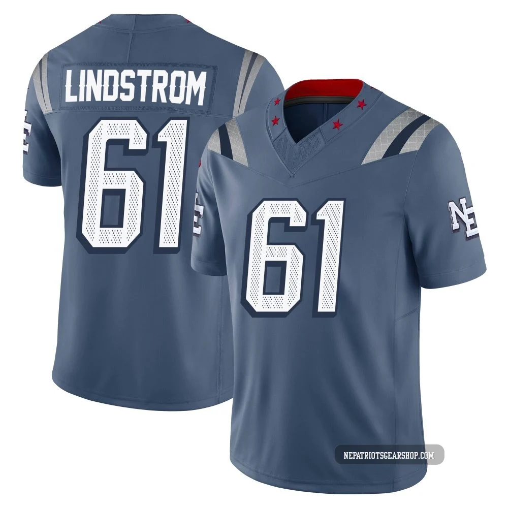 Alec Lindstrom ＃61 New England Patriots Limited Storm 2025 Rivalries Collection Jersey - Men's Blue