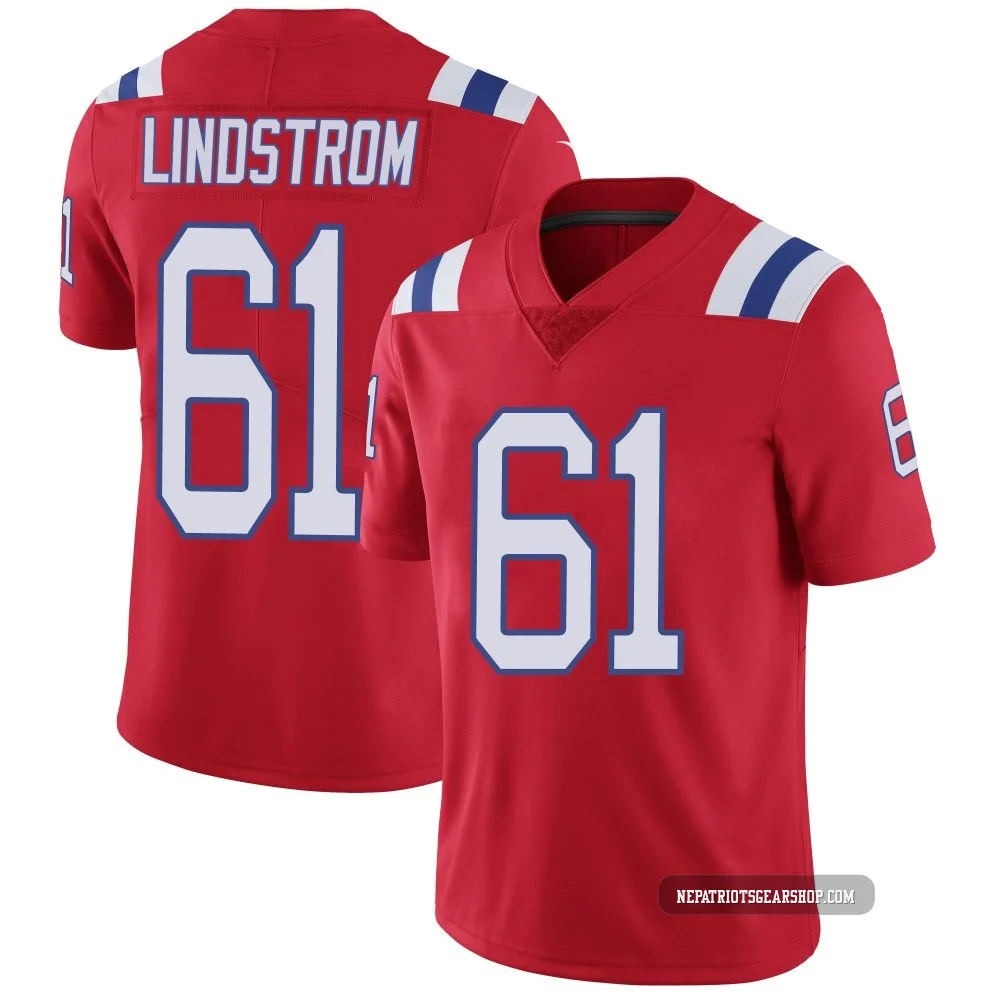 Alec Lindstrom ＃61 New England Patriots Limited Vapor Untouchable Alternate Jersey - Men's Red
