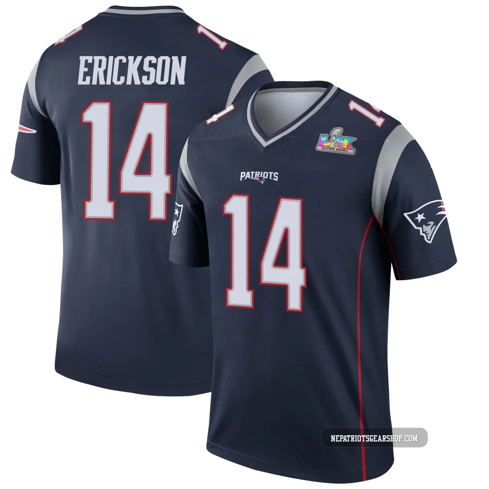 Alex Erickson ＃14 New England Patriots Legend Super Bowl LX Patch Jersey - Youth Navy