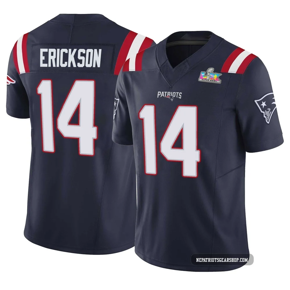 Alex Erickson ＃14 New England Patriots Limited Vapor F.U.S.E. Super Bowl LX Patch Jersey - Youth Navy