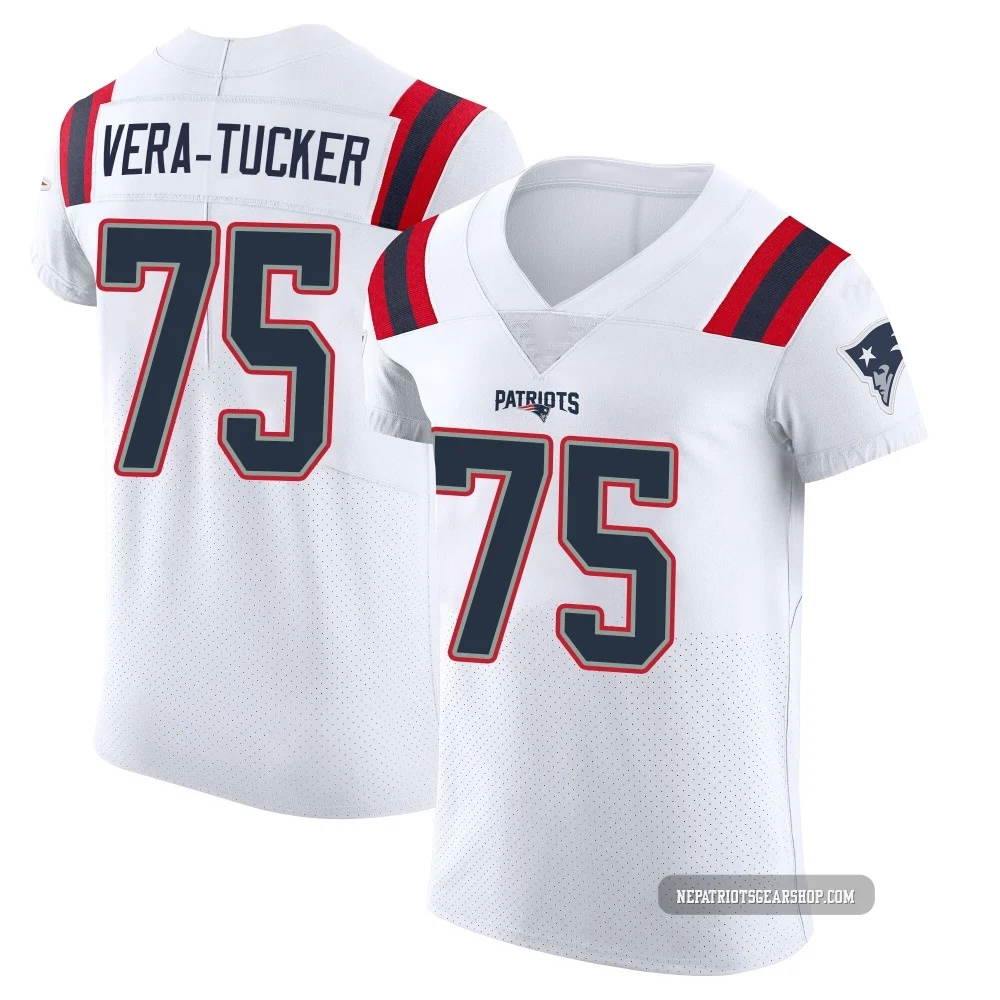 Alijah Vera-Tucker ＃75 New England Patriots Elite Vapor Untouchable Jersey - Men's White