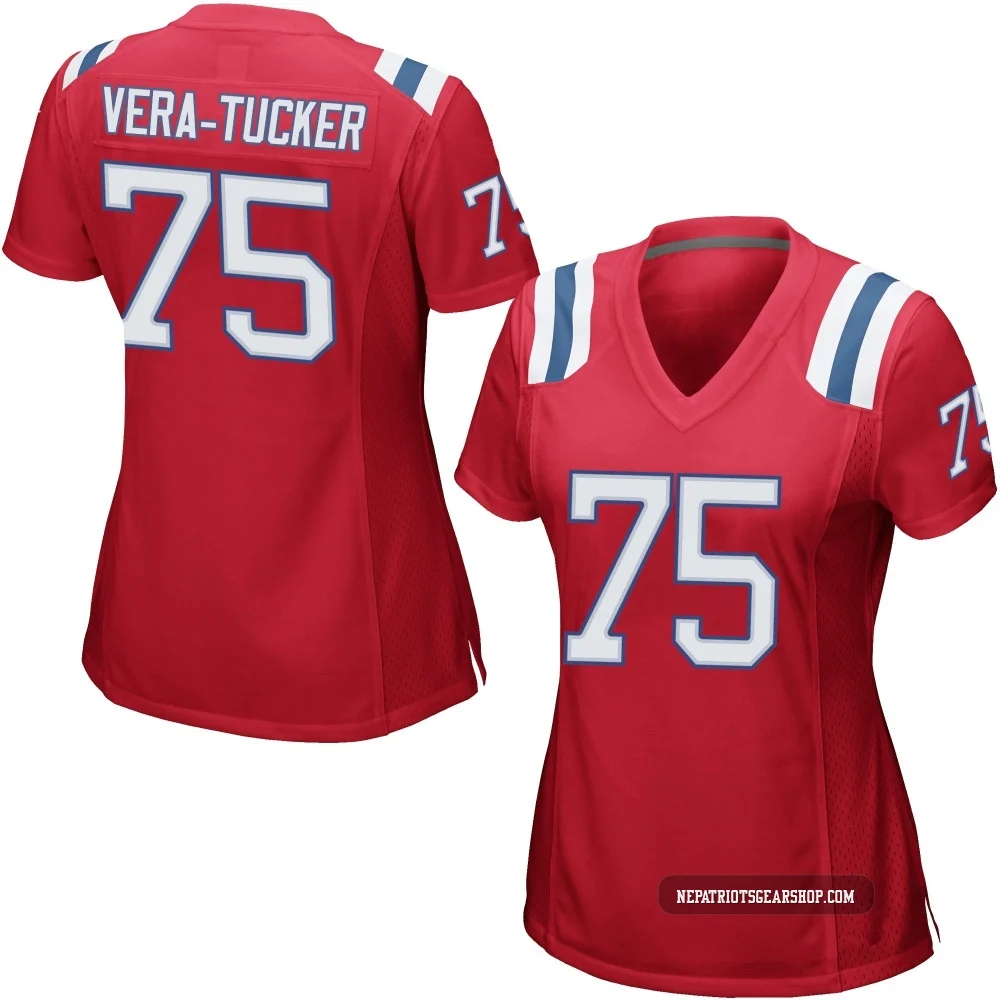 Alijah Vera-Tucker ＃75 New England Patriots Game Alternate Jersey - Women's Red