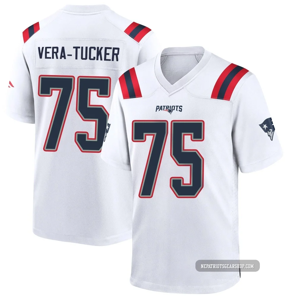 Alijah Vera-Tucker ＃75 New England Patriots Game Jersey - Youth White