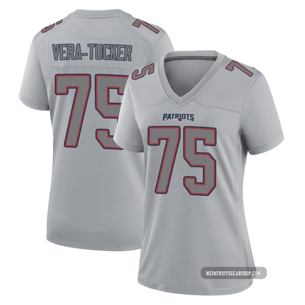 Alijah Vera-Tucker ＃75 New England Patriots Game Silver Atmosphere Fashion Jersey - Women's