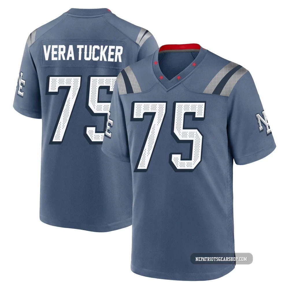 Alijah Vera-Tucker ＃75 New England Patriots Game Storm 2025 Rivalries Collection Jersey - Men's Blue