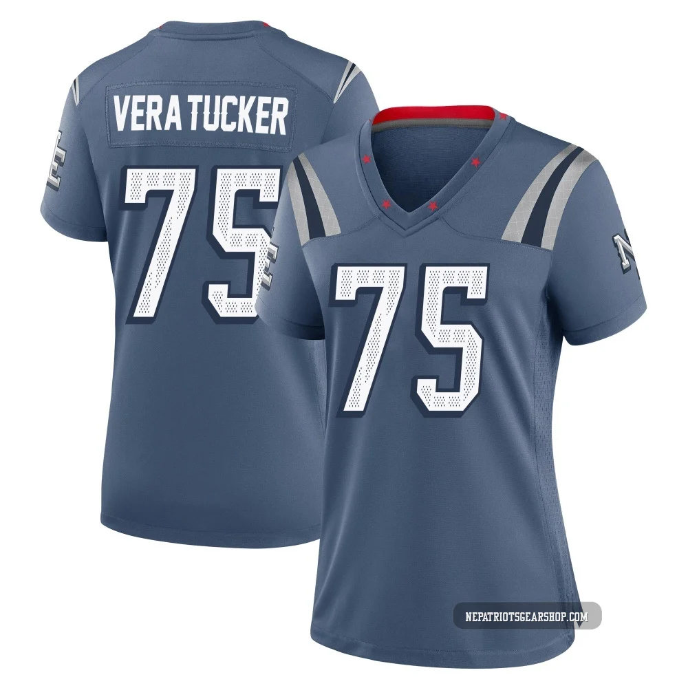 Alijah Vera-Tucker ＃75 New England Patriots Game Storm 2025 Rivalries Collection Jersey - Women's Blue