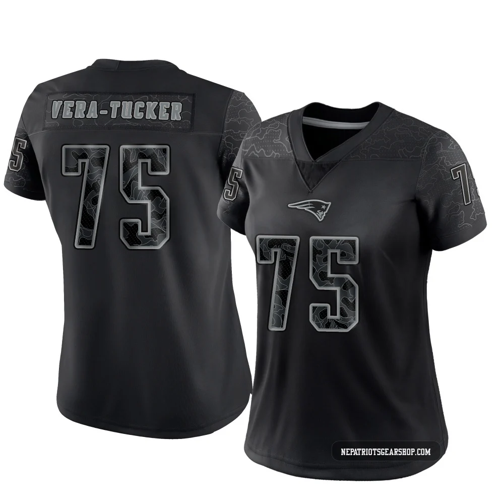 Alijah Vera-Tucker ＃75 New England Patriots Limited Reflective Jersey - Women's Black