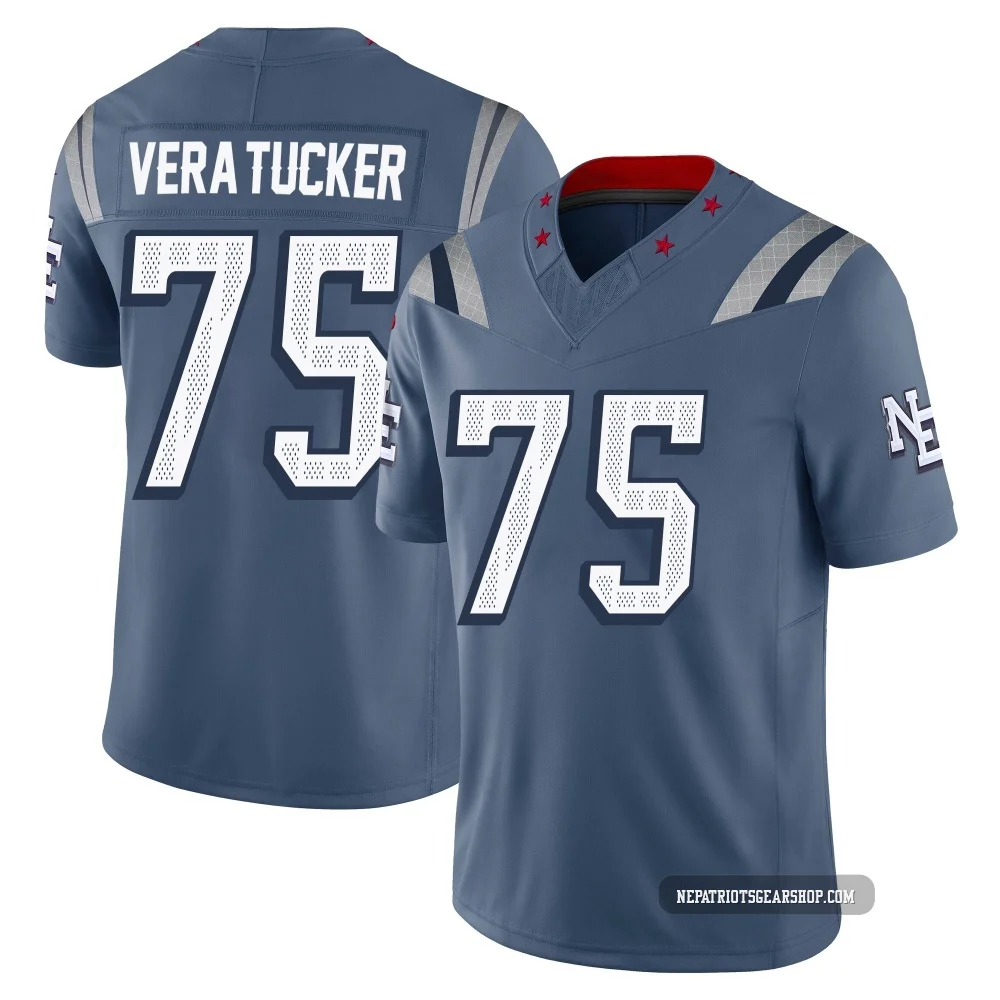 Alijah Vera-Tucker ＃75 New England Patriots Limited Storm 2025 Rivalries Collection Jersey - Youth Blue