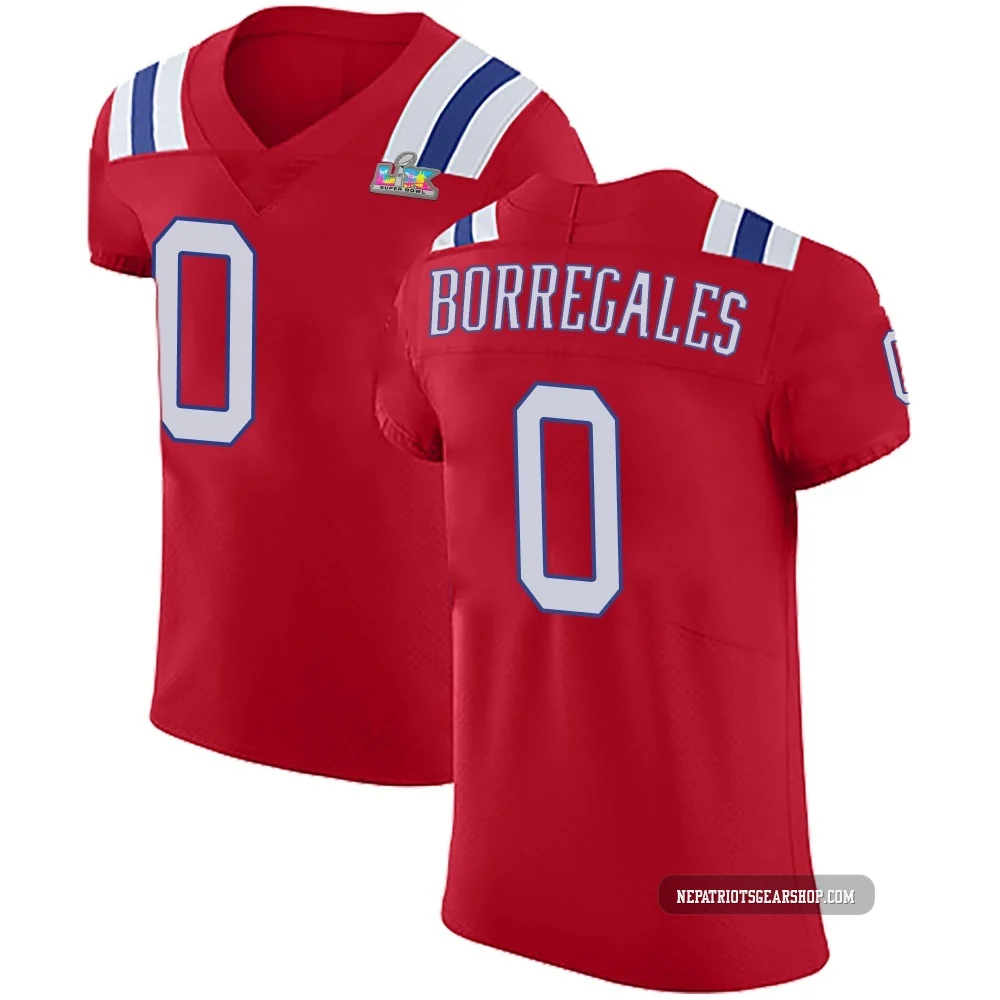 Andres Borregales ＃0 New England Patriots Elite Vapor Untouchable Alternate Super Bowl LX Patch Jersey - Men's Red