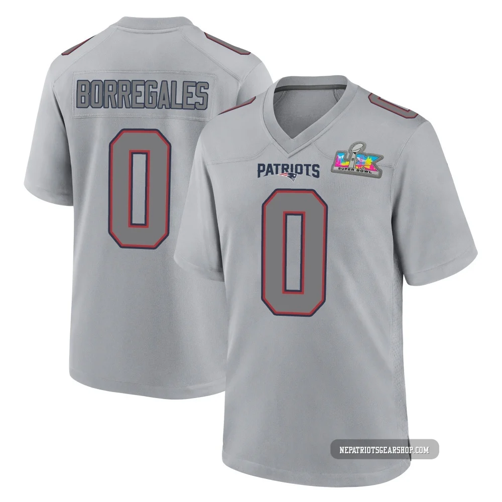 Andres Borregales ＃0 New England Patriots Game Silver Atmosphere Fashion Super Bowl LX Patch Jersey - Youth