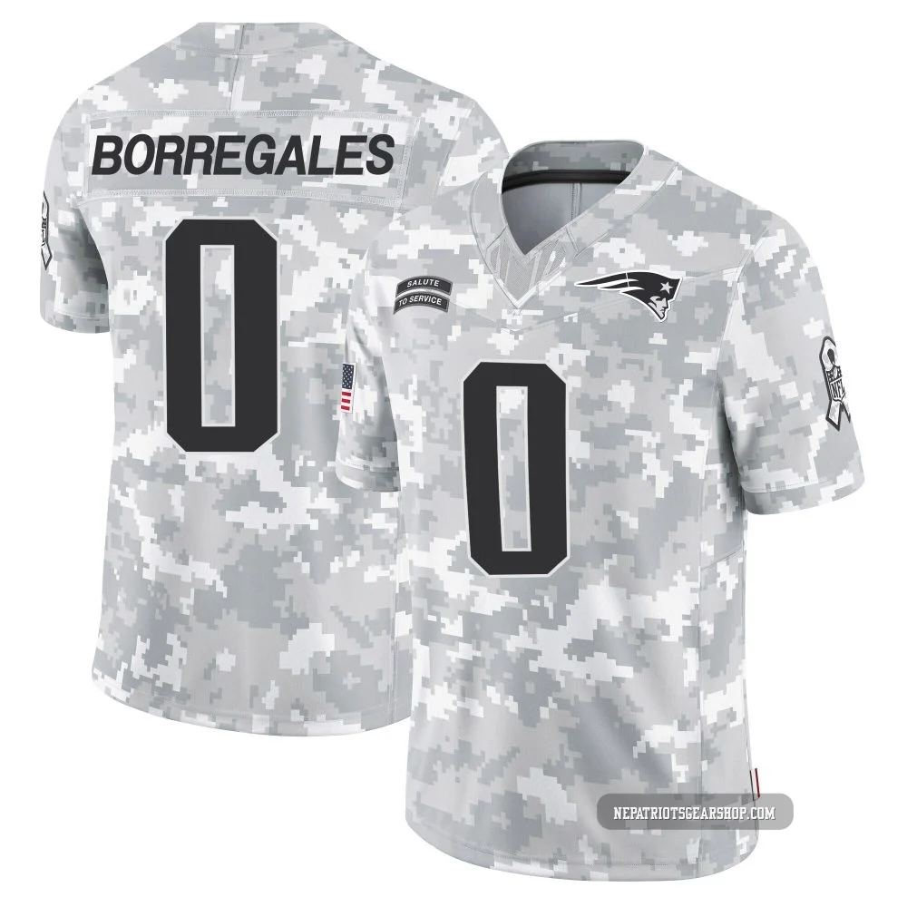 Andres Borregales ＃0 New England Patriots Limited 2024 Salute to Service Jersey - Youth Arctic Camo