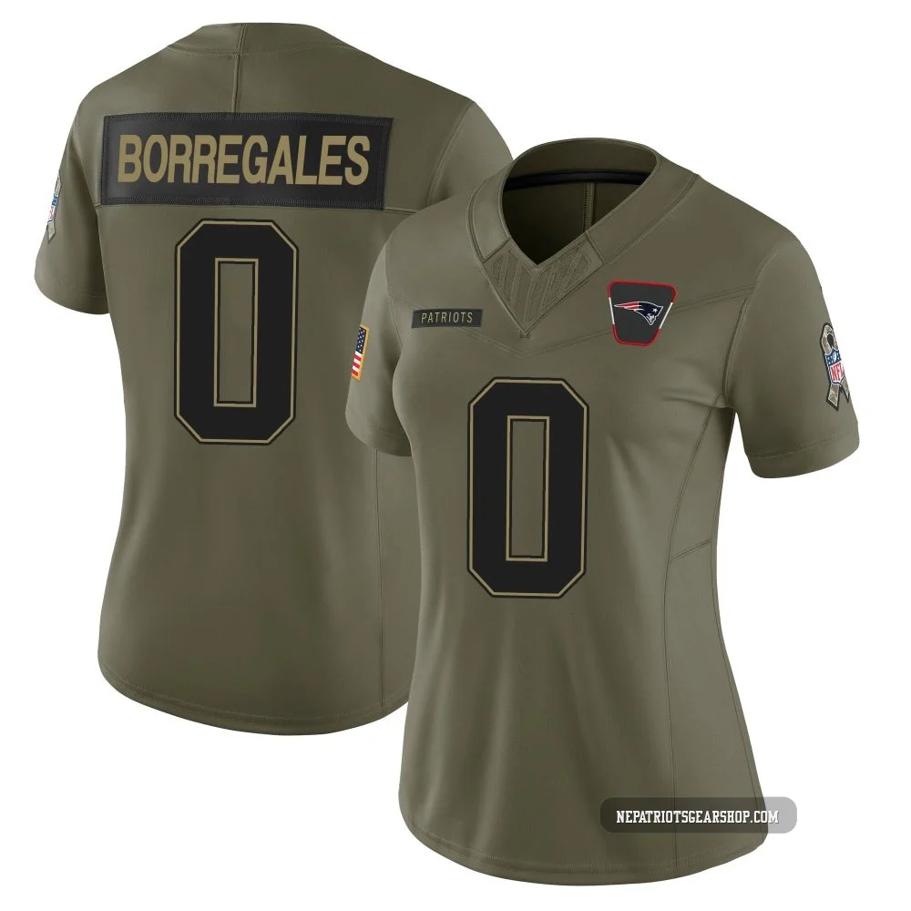 Andres Borregales ＃0 New England Patriots Limited 2025 Salute to Service Jersey - Women's Olive