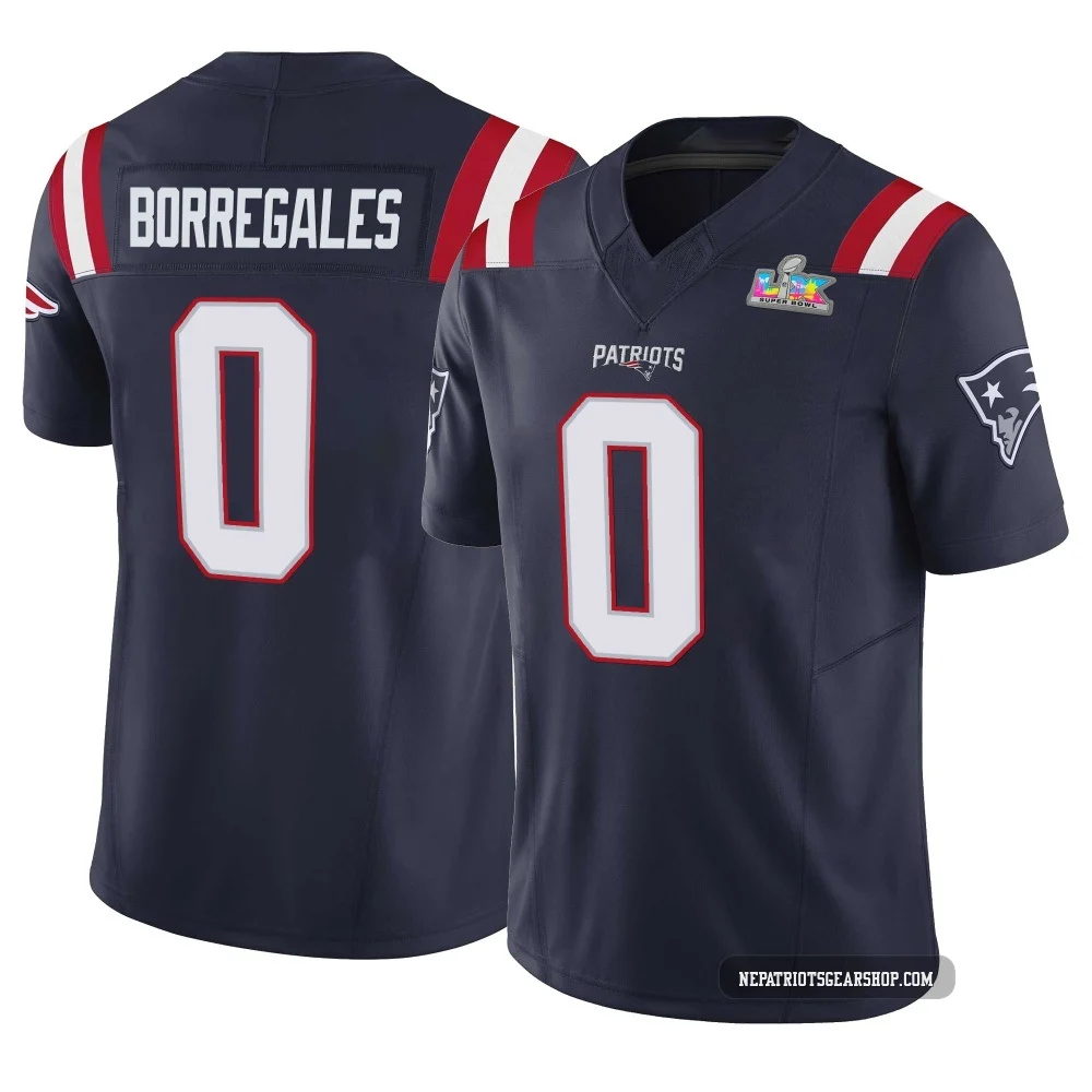 Andres Borregales ＃0 New England Patriots Limited Vapor F.U.S.E. Super Bowl LX Patch Jersey - Men's Navy