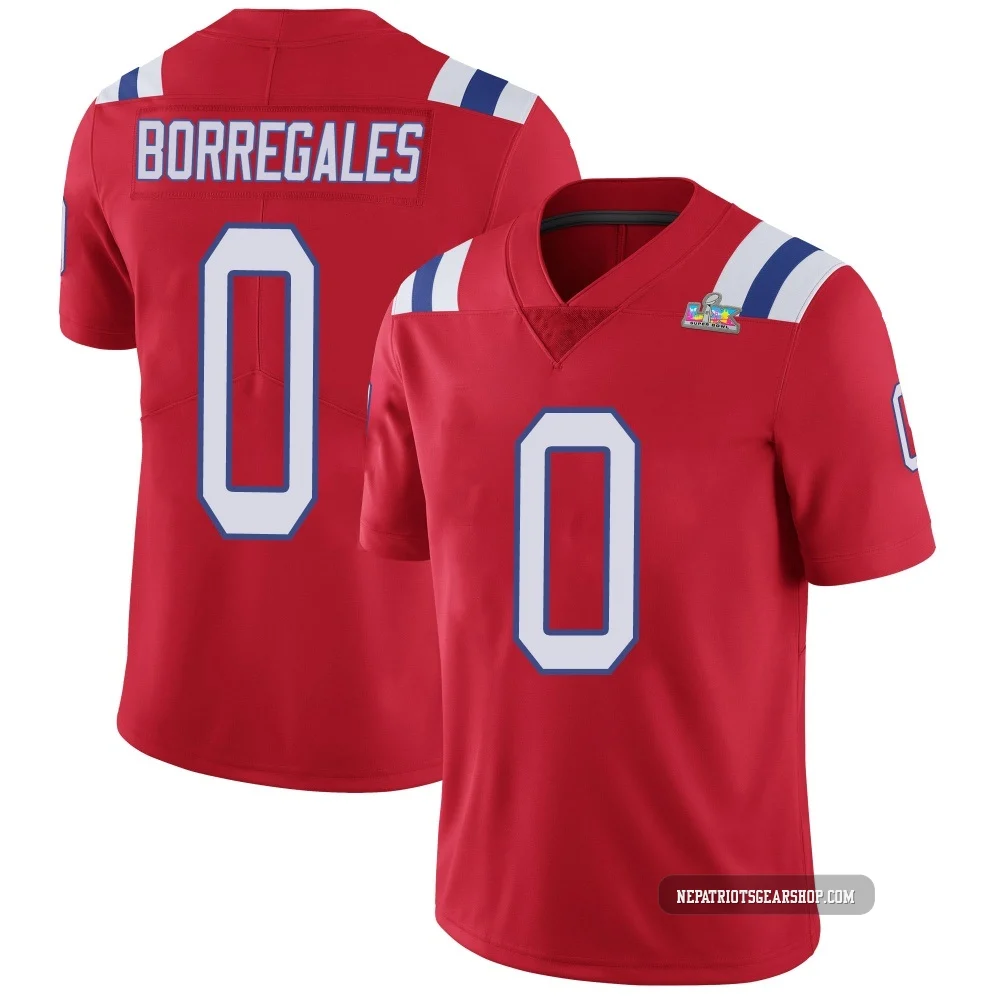 Andres Borregales ＃0 New England Patriots Limited Vapor Untouchable Alternate Super Bowl LX Patch Jersey - Men's Red