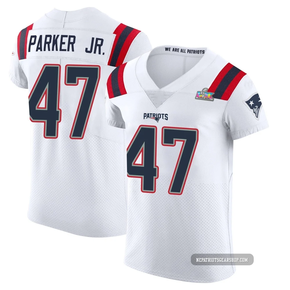 Andrew Parker Jr. ＃47 New England Patriots Elite Vapor Untouchable Super Bowl LX Patch Jersey - Men's White