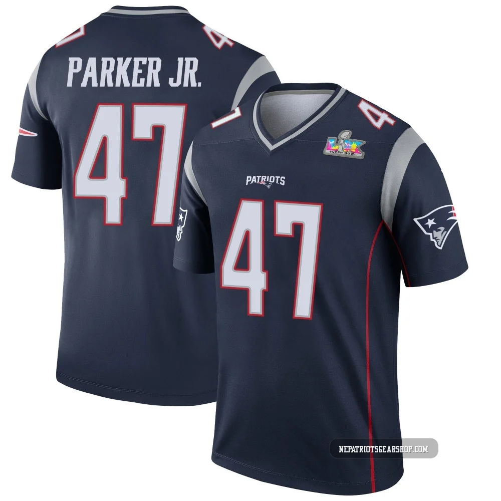 Andrew Parker Jr. ＃47 New England Patriots Legend Super Bowl LX Patch Jersey - Men's Navy