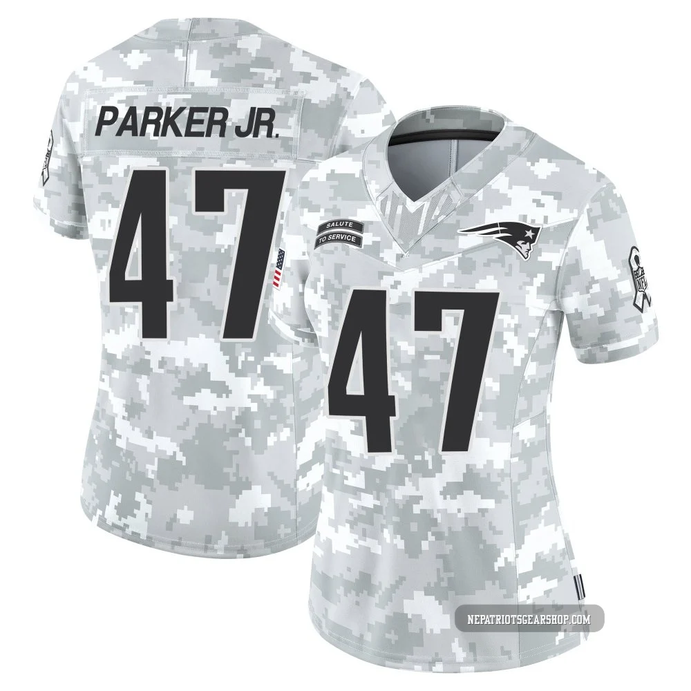 Andrew Parker Jr. ＃47 New England Patriots Limited 2024 Salute to Service Jersey - Women's Arctic Camo