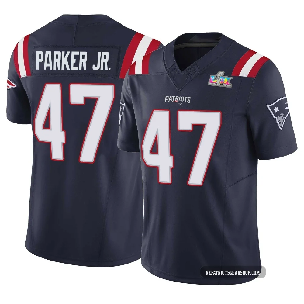 Andrew Parker Jr. ＃47 New England Patriots Limited Vapor F.U.S.E. Super Bowl LX Patch Jersey - Men's Navy