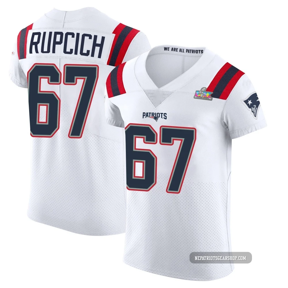 Andrew Rupcich ＃67 New England Patriots Elite Vapor Untouchable Super Bowl LX Patch Jersey - Men's White