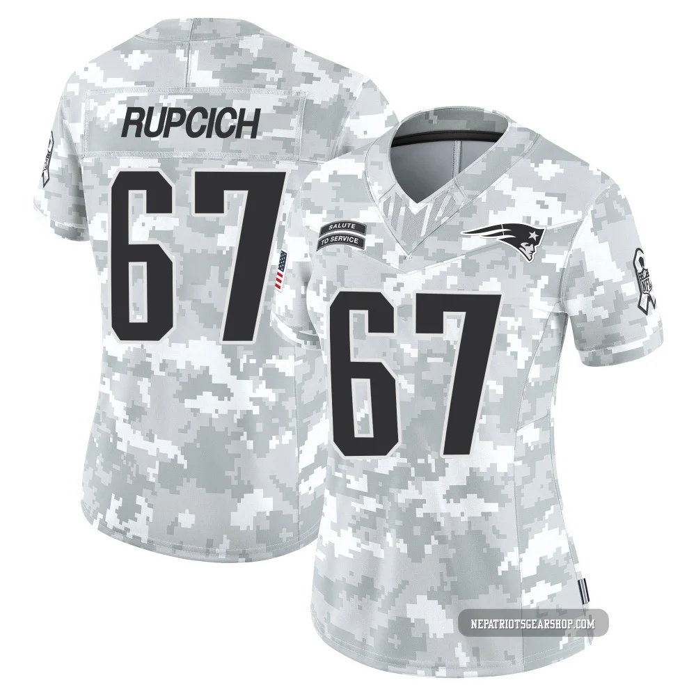Andrew Rupcich ＃67 New England Patriots Limited 2024 Salute to Service Jersey - Women's Arctic Camo