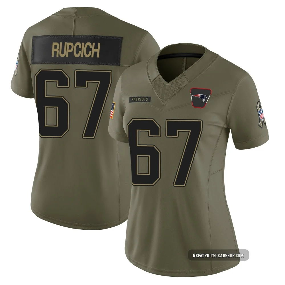 Andrew Rupcich ＃67 New England Patriots Limited 2025 Salute to Service Jersey - Women's Olive