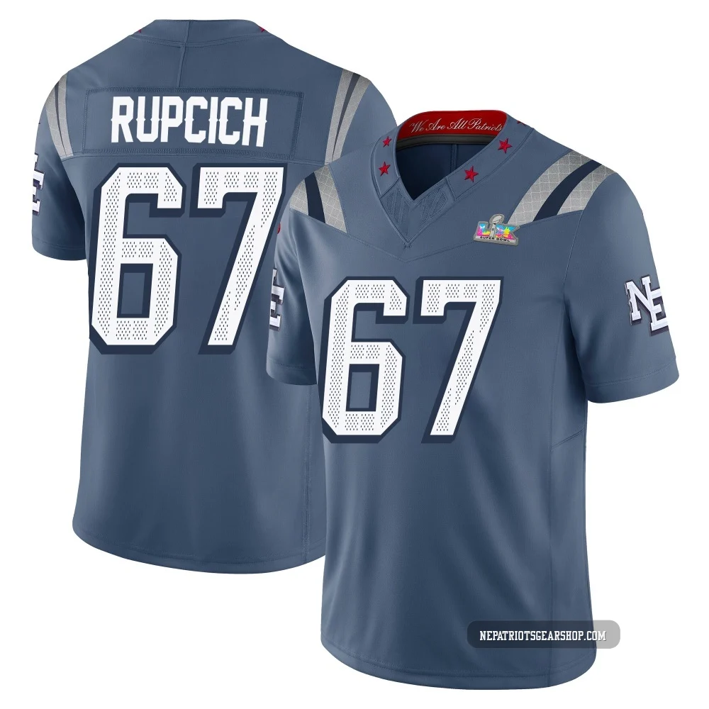 Andrew Rupcich ＃67 New England Patriots Limited Storm 2025 Rivalries Collection Super Bowl LX Patch Jersey - Men's Blue