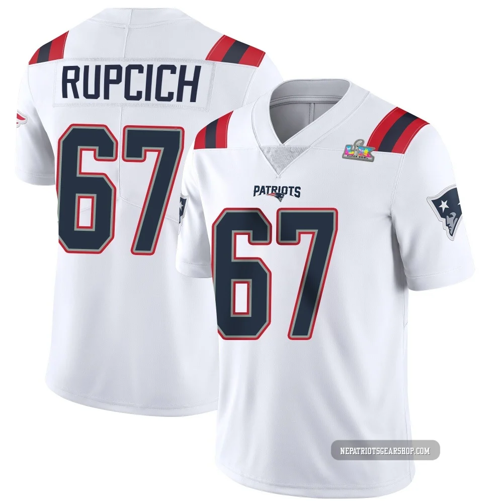 Andrew Rupcich ＃67 New England Patriots Limited Vapor Untouchable Super Bowl LX Patch Jersey - Youth White