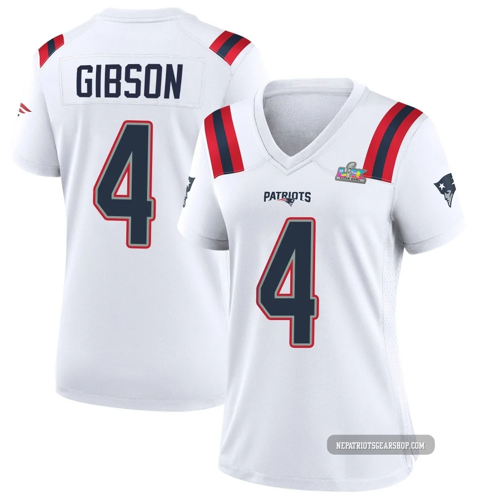 Antonio Gibson ＃4 New England Patriots Game Super Bowl LX Patch Jersey - Women's White