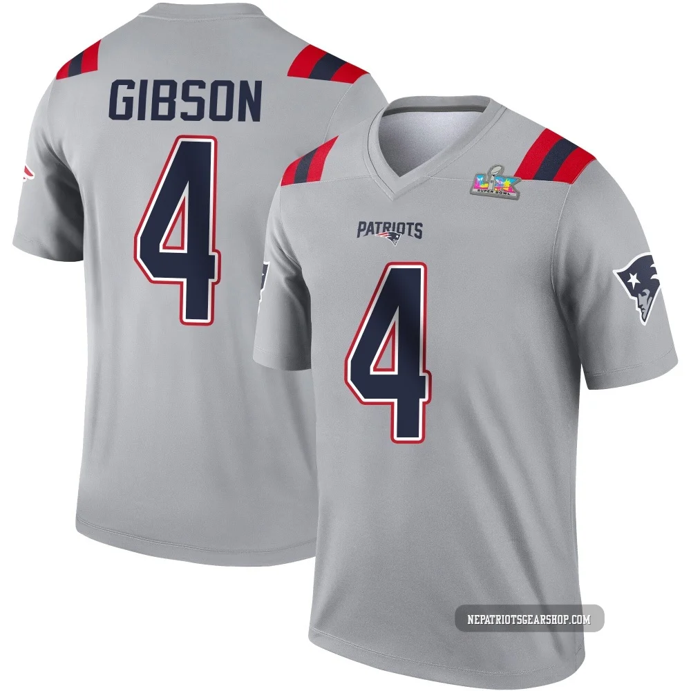 Antonio Gibson ＃4 New England Patriots Legend Inverted Super Bowl LX Patch Jersey - Youth Gray