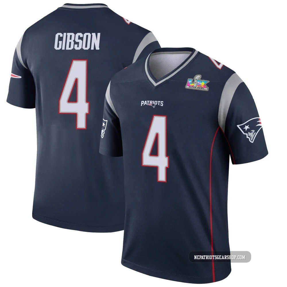 Antonio Gibson ＃4 New England Patriots Legend Super Bowl LX Patch Jersey - Youth Navy