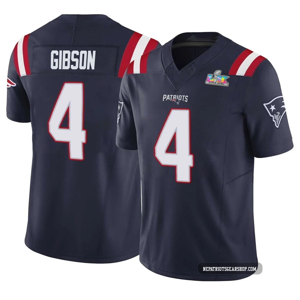 Antonio Gibson ＃4 New England Patriots Limited Vapor F.U.S.E. Super Bowl LX Patch Jersey - Youth Navy