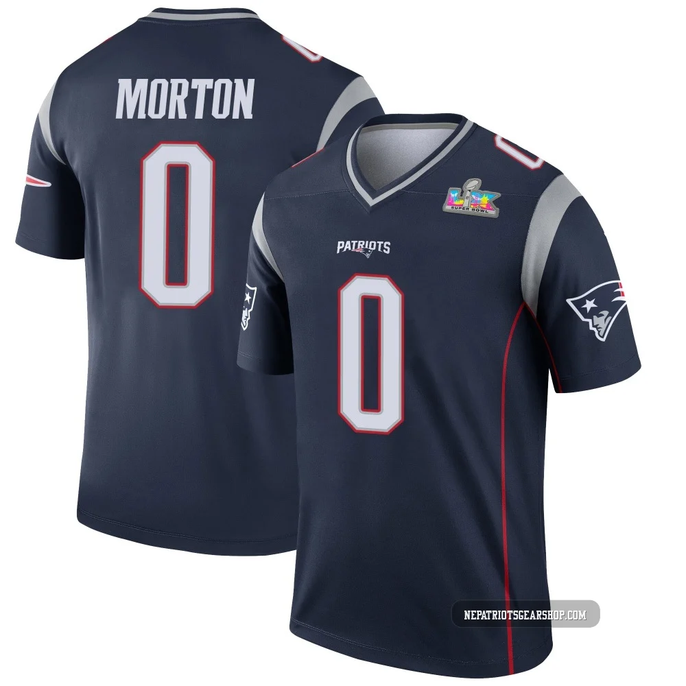Behren Morton ＃0 New England Patriots Legend Super Bowl LX Patch Jersey - Men's Navy