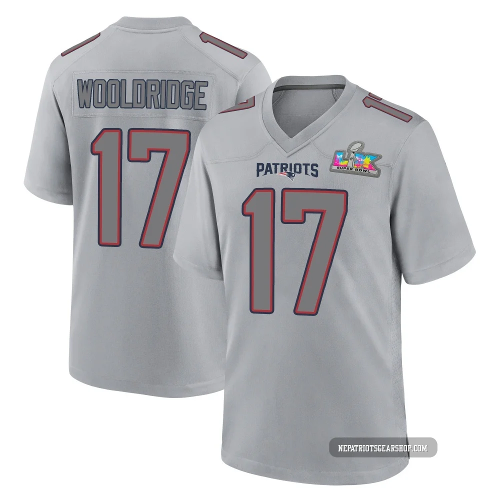 Ben Wooldridge ＃17 New England Patriots Game Silver Atmosphere Fashion Super Bowl LX Patch Jersey - Youth