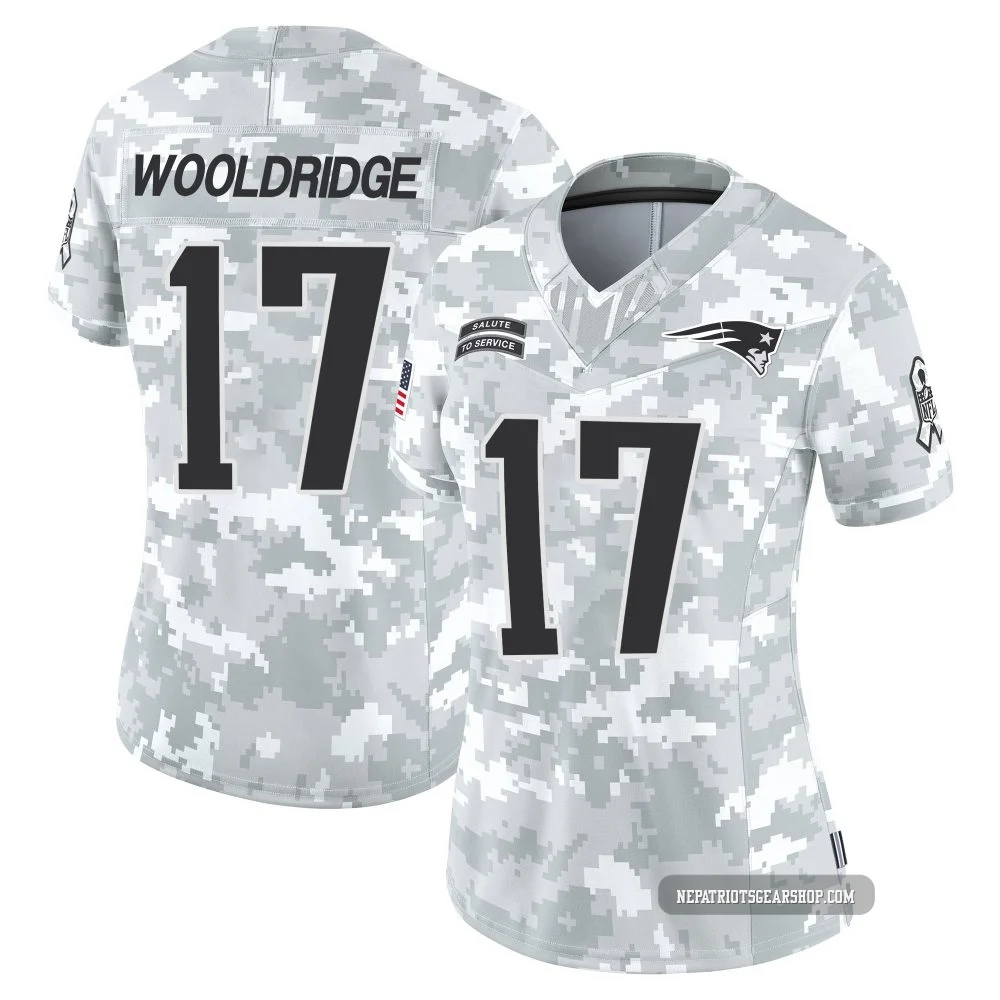 Ben Wooldridge ＃17 New England Patriots Limited 2024 Salute to Service Jersey - Women's Arctic Camo