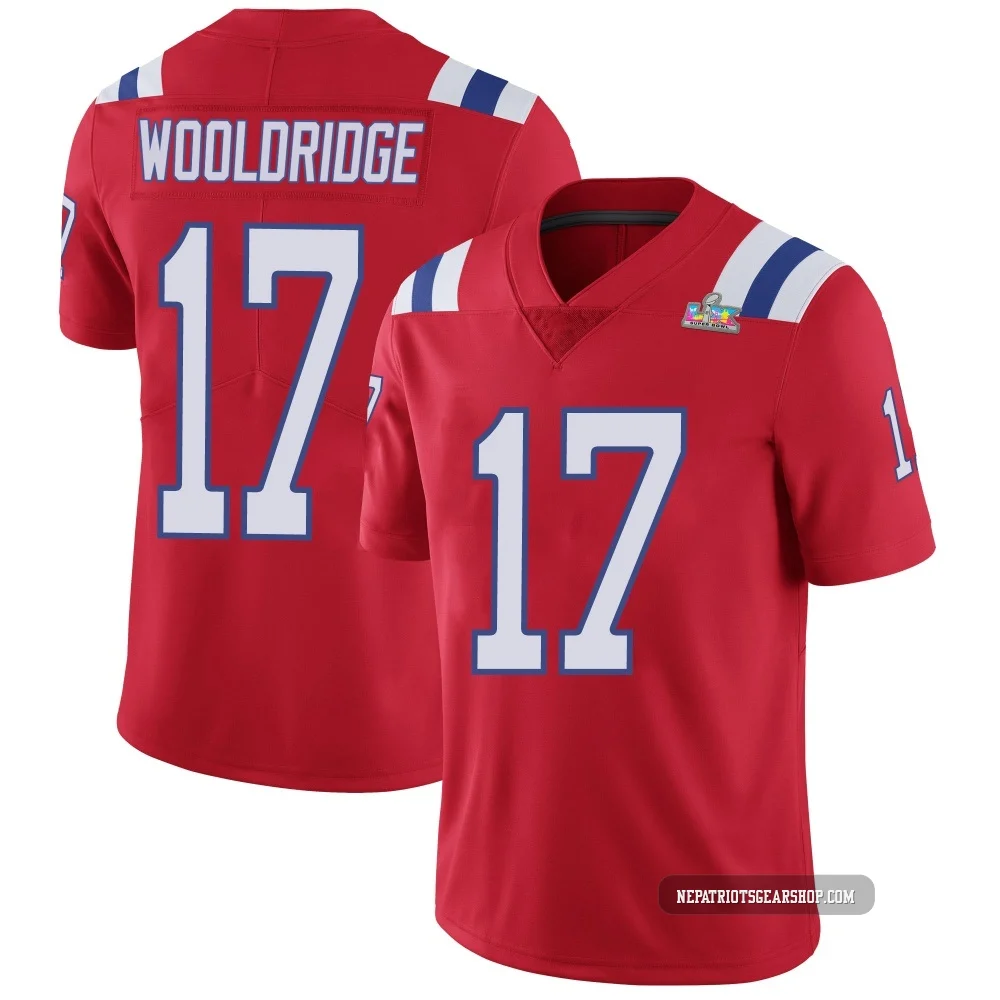 Ben Wooldridge ＃17 New England Patriots Limited Vapor Untouchable Alternate Super Bowl LX Patch Jersey - Men's Red