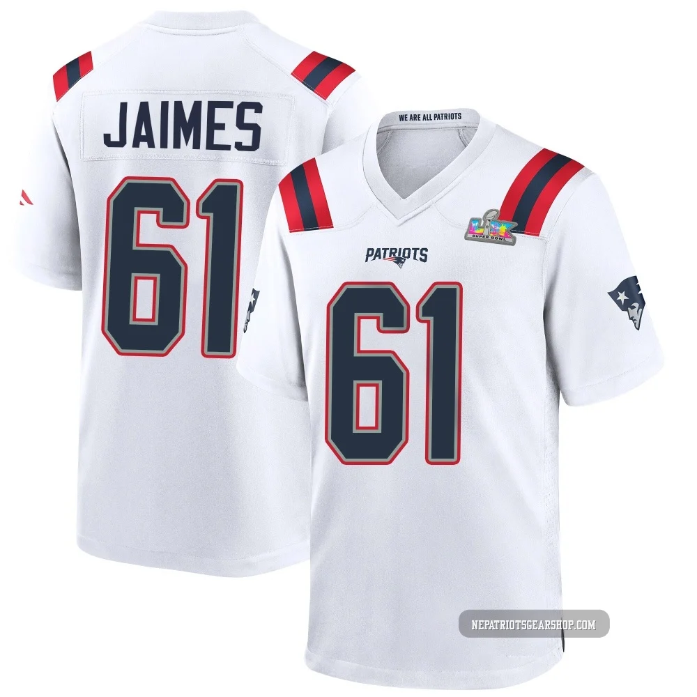 Brenden Jaimes ＃61 New England Patriots Game Super Bowl LX Patch Jersey - Youth White