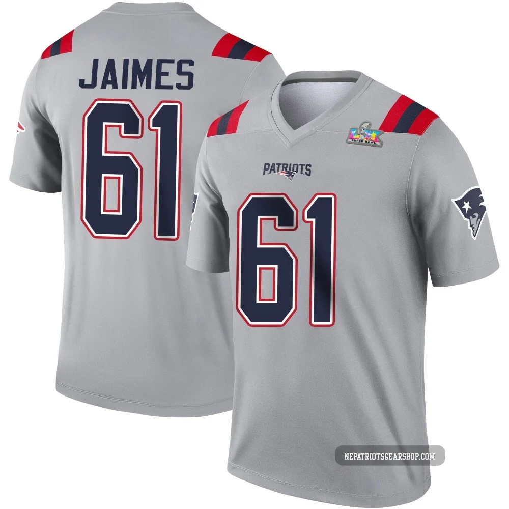 Brenden Jaimes ＃61 New England Patriots Legend Inverted Super Bowl LX Patch Jersey - Men's Gray