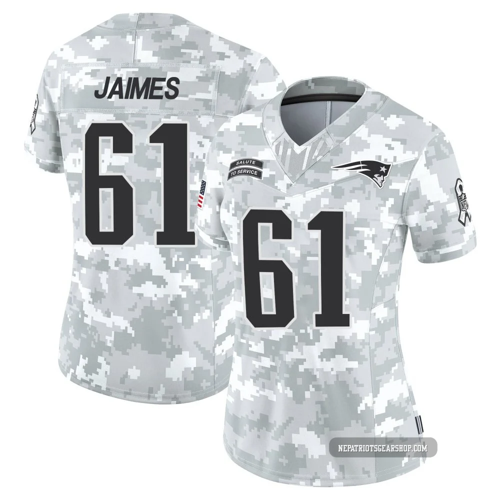 Brenden Jaimes ＃61 New England Patriots Limited 2024 Salute to Service Jersey - Women's Arctic Camo