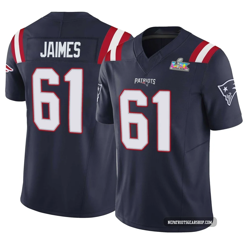 Brenden Jaimes ＃61 New England Patriots Limited Vapor F.U.S.E. Super Bowl LX Patch Jersey - Men's Navy