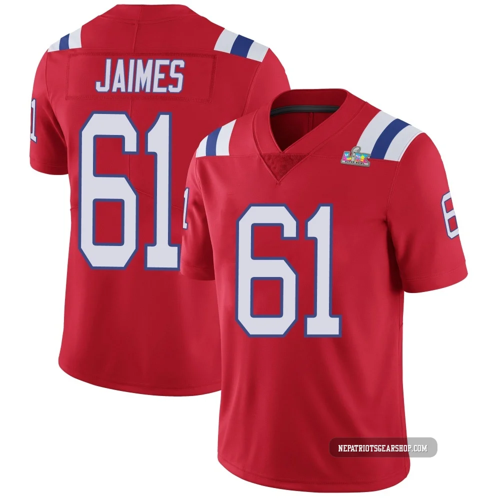 Brenden Jaimes ＃61 New England Patriots Limited Vapor Untouchable Alternate Super Bowl LX Patch Jersey - Youth Red